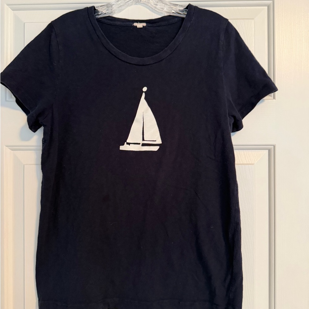 J. Crew Navy Sailboat Cotton Tee